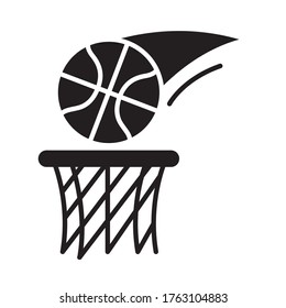 basketball game, ball shot recreation sport silhouette style icon vector illustration