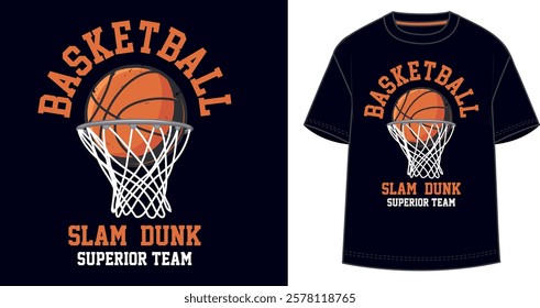 Basketball game college style vintage typography slogan. Vector illustration design for slogan tee, t shirt, fashion print, poster, sticker, card and other uses.