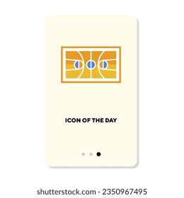 Icono vectorial plano del campo de baloncesto. Signo aislado de la vista superior del campo de gimnasio. Concepto de baloncesto. Elementos de símbolo de ilustración de vector para web