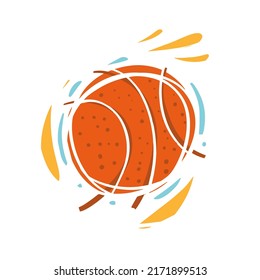 Basketball game logotype. Hand drawn colorful cartoon style. Doodle sketch vector illustration.