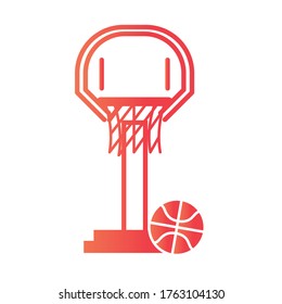 basketball game, net hoop and ball equipment recreation sport gradient style icon vector illustration