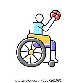 basketball game play handicapped athlete color icon vector. basketball game play handicapped athlete sign. isolated symbol illustration