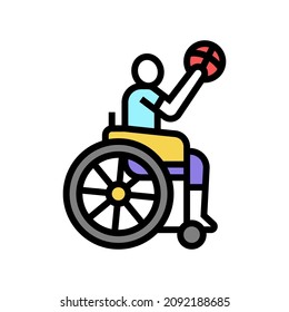 basketball game play person with a disability athlete color icon vector. basketball game play person with a disability athlete sign. isolated symbol illustration