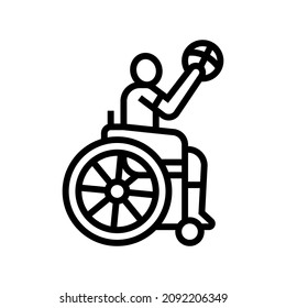 basketball game play person with a disability athlete line icon vector. basketball game play person with a disability athlete sign. isolated contour symbol black illustration