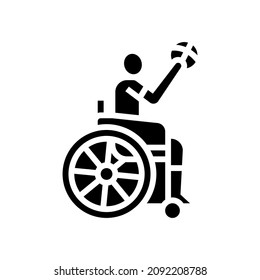 basketball game play person with a disability athlete glyph icon vector. basketball game play person with a disability athlete sign. isolated contour symbol black illustration