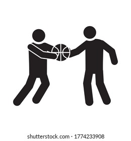 basketball game, players with ball recreation sport silhouette style icon vector illustration