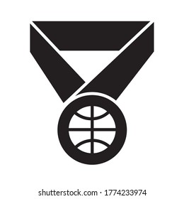 basketball game, prize medal league recreation sport silhouette style icon vector illustration