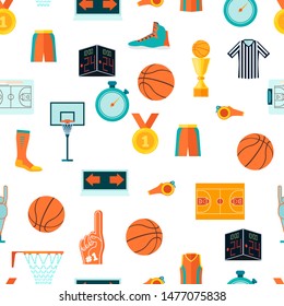 basketball game and training items seamless pattern