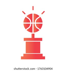 basketball game, trophy with ball equipment recreation sport gradient style icon vector illustration
