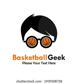 Basketball geek logo template illustration