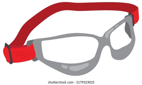 Gafas de baloncesto para la mejora de la visión periférica. Ilustración vectorial dibujada a mano. Adecuado para sitios web, stickers, postales.