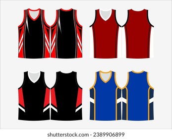 Basketball Glory: 4-Pack Collection of Dynamic Singlet and Shirt Designs - Dominate the Court in Style