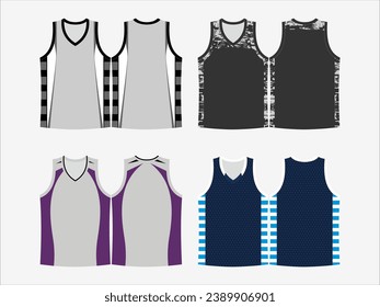 Basketball Glory: 4-Pack Collection of Dynamic Singlet and Shirt Designs - Dominate the Court in Style