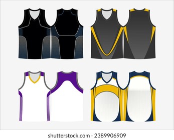 Basketball Glory: 4-Pack Collection of Dynamic Singlet and Shirt Designs - Dominate the Court in Style