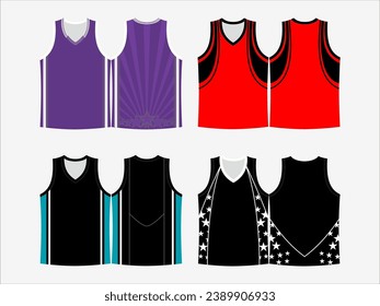 Basketball Glory: 4-Pack Collection of Dynamic Singlet and Shirt Designs - Dominate the Court in Style