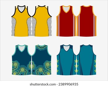 Basketball Glory: 4-Pack Collection of Dynamic Singlet and Shirt Designs - Dominate the Court in Style
