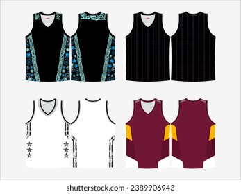 Basketball Glory: 4-Pack Collection of Dynamic Singlet and Shirt Designs - Dominate the Court in Style