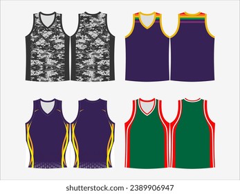 Basketball Glory: 4-Pack Collection of Dynamic Singlet and Shirt Designs - Dominate the Court in Style
