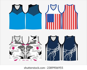 Basketball Glory: 4-Pack Collection of Dynamic Singlet and Shirt Designs - Dominate the Court in Style