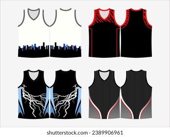 Basketball Glory: 4-Pack Collection of Dynamic Singlet and Shirt Designs - Dominate the Court in Style