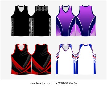 Basketball Glory: 4-Pack Collection of Dynamic Singlet and Shirt Designs - Dominate the Court in Style