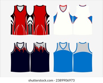 Basketball Glory: 4-Pack Collection of Dynamic Singlet and Shirt Designs - Dominate the Court in Style