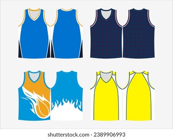 Basketball Glory: 4-Pack Collection of Dynamic Singlet and Shirt Designs - Dominate the Court in Style