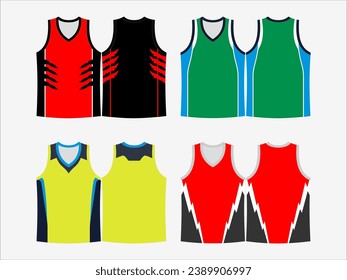 Basketball Glory: 4-Pack Collection of Dynamic Singlet and Shirt Designs - Dominate the Court in Style