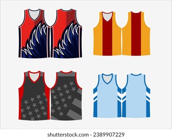 Basketball Glory: 4-Pack Collection of Dynamic Singlet and Shirt Designs - Dominate the Court in Style