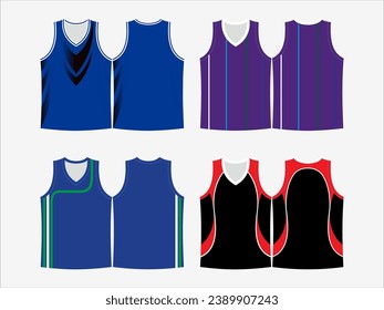 Basketball Glory: 4-Pack Collection of Dynamic Singlet and Shirt Designs - Dominate the Court in Style