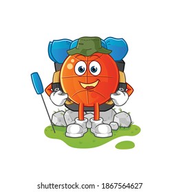 basketball go camping mascot. cartoon vector