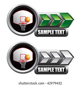 basketball goal green and white arrow nameplates