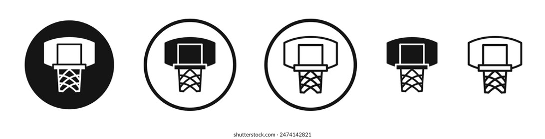 Basketball Goal Icon Set. Court Hoop and Net Vector Symbol.