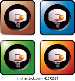 gol de baloncesto en botón web multicolor