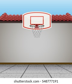 Basketball goal on the roof illustration