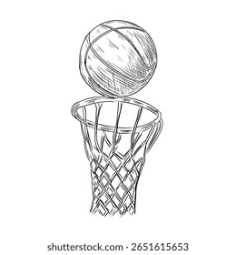 basquete vai para o anel vetor esboço linha arte mão desenhado ilustração