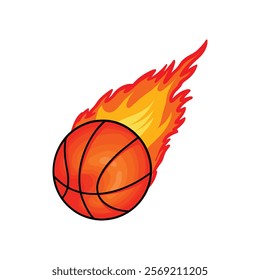 Basketball going with fire illutration design