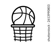 basketball going into hoop – vector icon