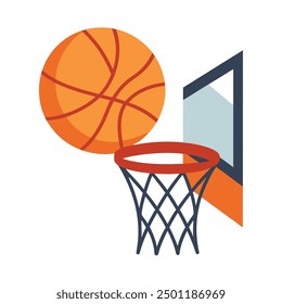 Basketball Going Into Net Vector Illustration - Clipart, Cartoon, and Line Art Design