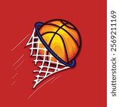 
Basketball going speed and net break illustration design