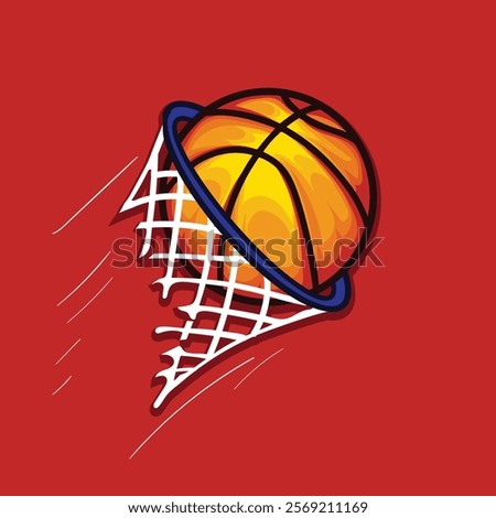 
Basketball going speed and net break illustration design
