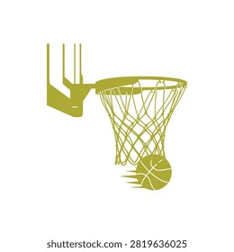 Basketball going through a hoop illustration Vector