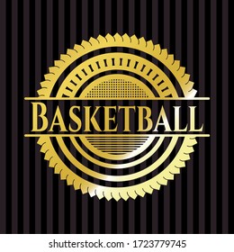 Basketball gold shiny emblem. Vector Illustration. Detailed. 