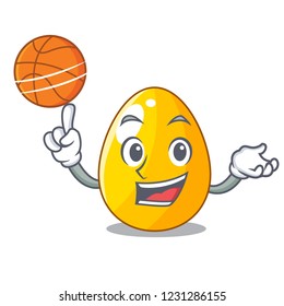With basketball golden egg cartoon for greeting card