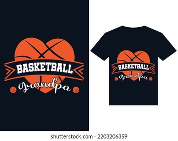 Basketball Grandpa illustrations for print-ready T-Shirts design