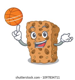 With basketball granola bar character cartoon