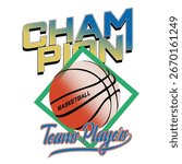 Basketball graphic print design. Basketball vector t-shirt design. Sports logo print design. women