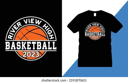 Basketball graphic  t-shirt design Vector. T shirt, sport, Hoop, Ball, American Basketball, Player, Tournament, Basketball Son, River View High Basketball 2023,