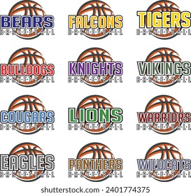 Basketball Graphics is a set of 12 sports team design templates that includes graphic text, stars and graphic basketballs. This design is great for advertising and promotion such as shirts for teams.