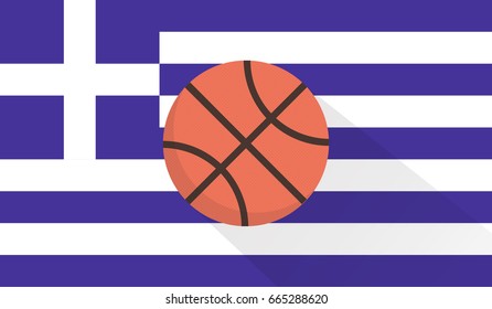basketball with greece flag background